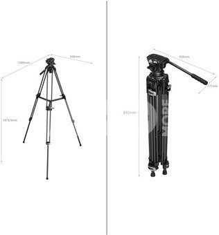 SmallRig 3751 Heavy Duty Fluid Head Tripod AD 01