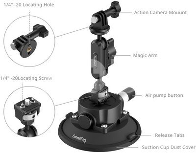 SmallRig 5855 4.5" Suction Cup Mount for Action Cameras