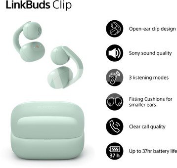 Sony LinkBuds WF-LC900 Clip Open-Ear Headphones, Green | Sony