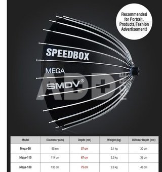 SMDV Speedbox Mega 110 Deep softbox 110cm white bowens mount
