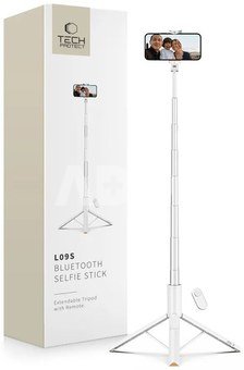 Tech-Protect selfie stick tripod L09S Bluetooth, white