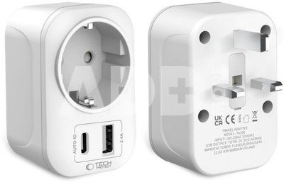 Tech-Protect travel adapter TA100 UK-EU, white