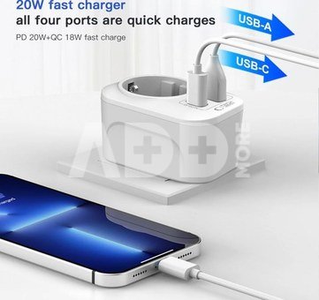 Tech-Protect travel adapter TA100 UK-EU, white