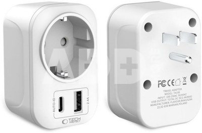 Tech-Protect travel adapter TA100 US-EU, white