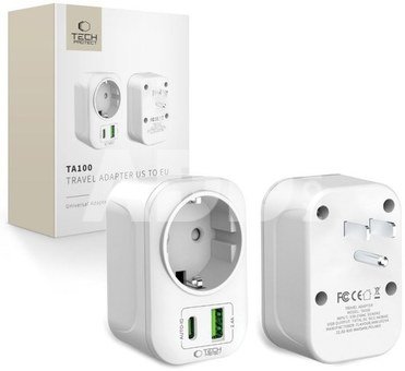 Tech-Protect travel adapter TA100 US-EU, white