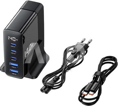 Toocki Charger 3C+2A Gan 140W Black