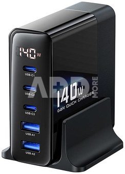 Toocki Charger 3C+2A Gan 140W Black