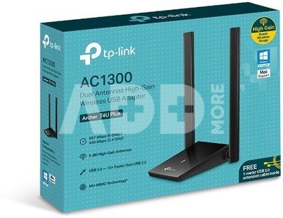 TP-LINK Archer T4U Plus 400+867 Mbit/s, Antenna type 2&times; External 5 dBi High Gain Antennas, USB 3.0