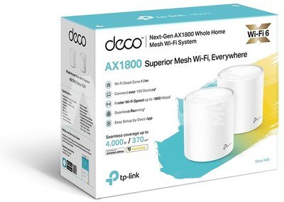 TP-LINK AX1800 Whole Home Mesh Wi-Fi 6 System Deco X20 (2-pack)  802.11ax, 1201+574 Mbit/s, 10/100/1000 Mbit/s, Ethernet LAN (RJ-45) ports 2, Mesh Support Yes, MU-MiMO Yes, Antenna type 4xInternal per Deco uni