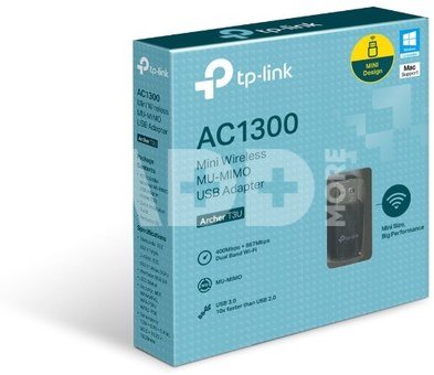 TP-LINK MU-MIMO USB 3.0 Adapter Archer T3U 2.4GHz/5GHz, 802.11ac, Internal antenna