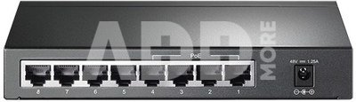 TP-LINK Switch TL-SG1008P Unmanaged, Desktop, 1 Gbps (RJ-45) ports quantity 8, PoE ports quantity 4, Power supply type External