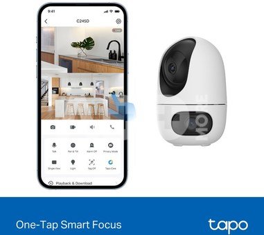 TP-LINK Tapo C245D | Dual Lens Pan/Tilt Security Camera | Dome | 3 MP | 3.1mm/F1.6 | MicroSD Card up to 512 GB