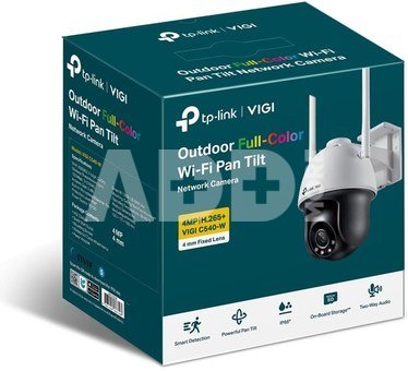 TP-LINK VIGI 4MP Outdoor Full-Color Wi-Fi Pan Tilt Network Camera VIGI C540-W Dome, 4 mm, IP66, H.265+/H.265/H.264+/H.264, MicroSD
