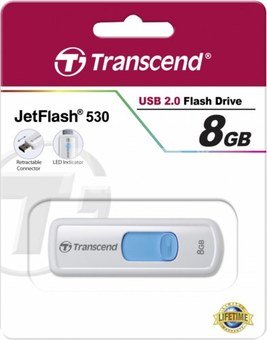 Transcend JetFlash 530 8GB flash laikmena balta/mėlyna