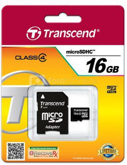 Transcend microSDHC 16GB Class 4 + SD-Adapter