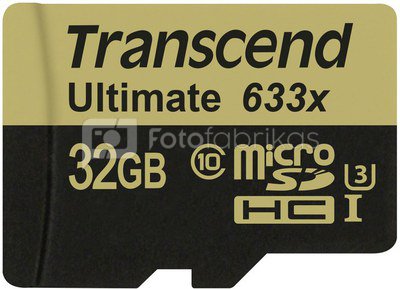 Transcend microSDHC 32GB Class 10 UHS-I U3 633x + SD-Adapter