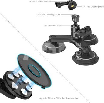 Triple Magnetic Suction Cup Mounting Support Kit for Action Cameras 4468