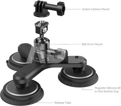 Triple Magnetic Suction Cup Mounting Support Kit for Action Cameras 4468
