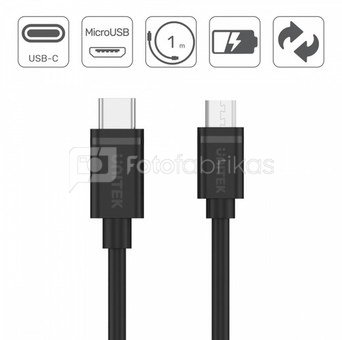 Unitek USB Cable Type-C microUSB; 1m; Y-C473BK