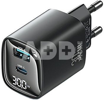USAMS Charger 30W GaN LED USB+USB-C CC229 Black