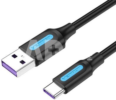 USB 2.0 A to USB-C 5A Cable Vention CORBH 2m Black Type PVC
