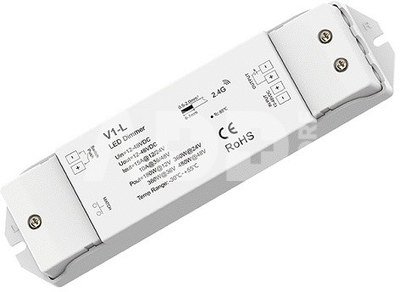 V1-L nuolatinės įtampos valdiklis 12-48V, 1x15A, Push-Dimm