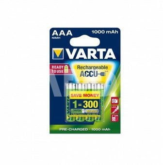 1x4 Varta Rechargeable Accu AAA Ready2Use NiMH 1000 mAh Micro