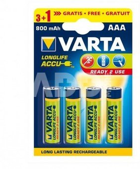 1x4 Varta Rechargeable Accu AAA Ready2Use NiMH 800 mAH Micro