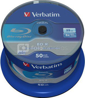 1x50 Verbatim BD-R Blu-Ray 25GB 6x Speed Datalife No-ID Cakebox