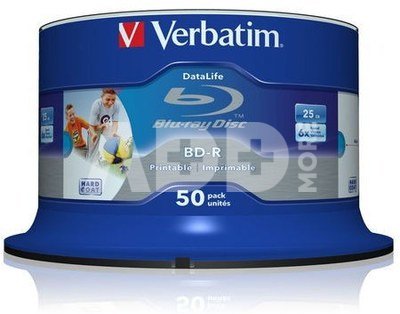 1x50 Verbatim BD-R Blu-Ray 25GB 6x Speed DL Wide Printable CB