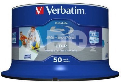 1x50 Verbatim BD-R Blu-Ray 25GB 6x Speed DL Wide Printable CB