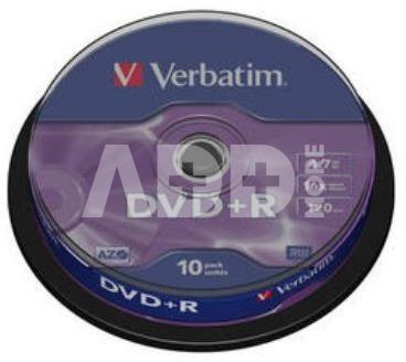 1x10 Verbatim DVD+R 4,7GB 16x Speed, matt silver Cakebox - CD