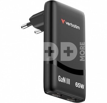 Verbatim Fold n Go GaN Charger 65W 2xUSB C schw.klappb.St.32354
