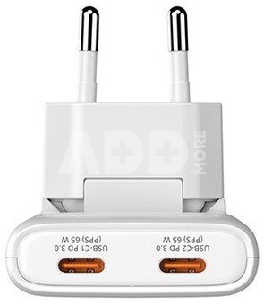 Verbatim Fold n Go GaN Charger 65W 2xUSB C wei&szlig; klappb.St.32355