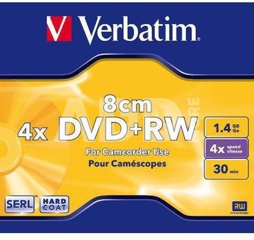 Verbatim mini DVD+RW 30/1.4GB 4X matte silver jewel box - 43565