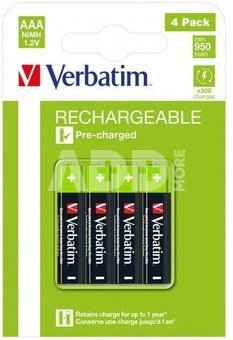 Verbatim Rechargable Battery AAA 950mAh (4pcs blister)