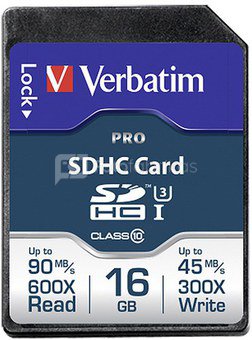 Verbatim SDHC Card Pro 16GB Class 10 UHS-I