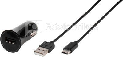 Зарядка в машину Vivanco USB-C 3A 1м, черная (38669)