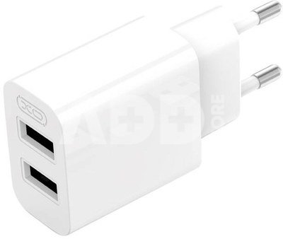 Wall charger XO L109 2x USB-A, cable USB Type-C, 2.4A (white)