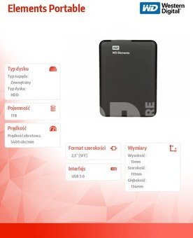 Western Digital WD Elements Portable HDD 1TB USB 3.0