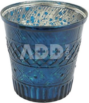 Žvakidė stiklinė D10,5xH10,5 cm mėlynos spalvos 103757