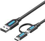 2in1 USB cable USB 2.0 to USB-C/Micro-B USB Vention CQDBF 1m (black)