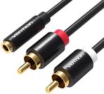 3.5mm Female to 2x RCA Male Audio Cable 1m Vention VAB-R01-B100 Black
