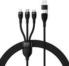 3in1 USB cable Baseus Flash Series 2, USB-C + micro USB + Lightning, 100W, 1.2m (black)