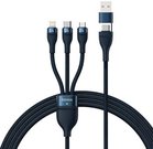3in1 USB cable Baseus Flash Series 2, USB-C + micro USB + Lightning, 100W, 1.2m (blue)
