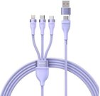 3in1 USB cable Baseus Flash Series 2, USB-C + micro USB + Lightning, 100W, 1.5m (purple)