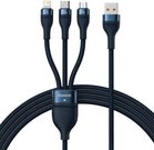 3in1 USB cable Baseus Flash Series, USB-C + micro USB + Lightning, 100W, 1.2m (blue)