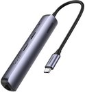 5-in-1 Adapter UGREEN CM418 USB-C to 2x USB 3.0, HDMI, RJ45, USB-C (Grey)