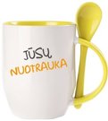 A cup with a spoon. Yellow (250 ml)