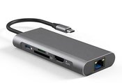 Adapteris USB Type-C - 2 x USB 3.0, 1x USB 2.0, 1x Type C (PD), HDMI, SD, RJ45